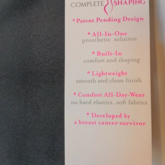 Mastectomy Camisole with Integrated Prosthetics, Large w D Cup, NWT, Black,Cut-O - Picture 4 of 8